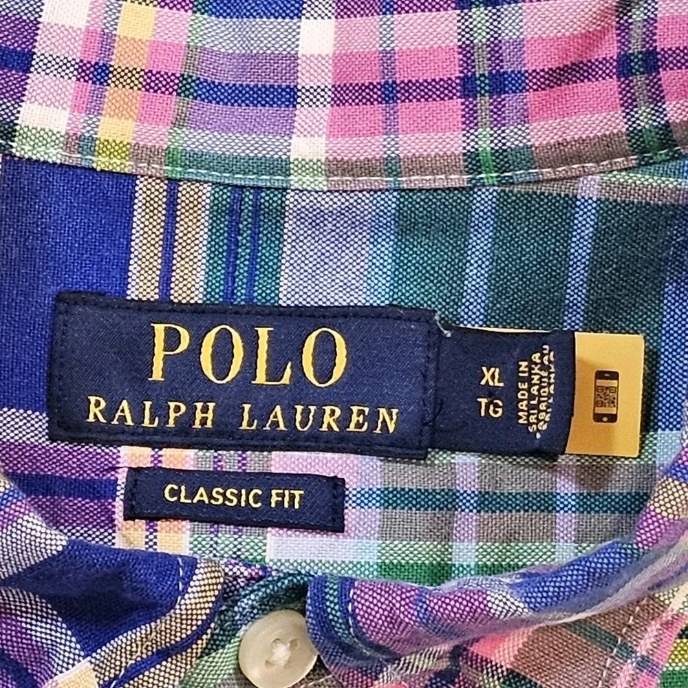 Polo Ralph Lauren Men's XL‎ Plaid Colorful Classic-Fit Oxford Long Sleeve Shirt